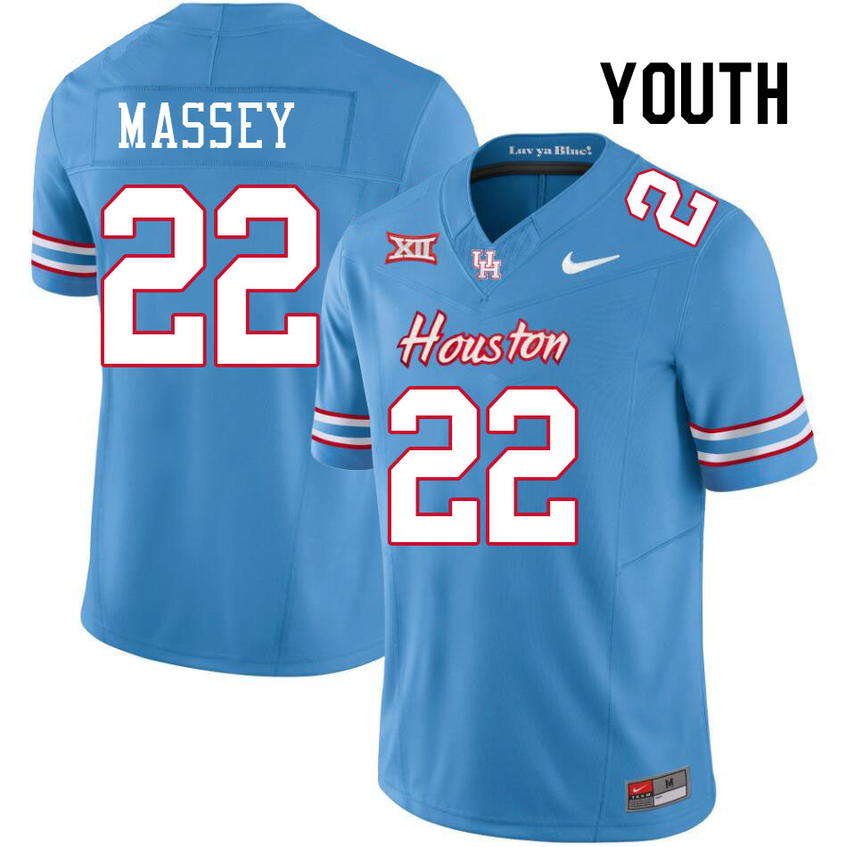 Youth #22 Bryan Massey Houston Cougars College Football Jerseys Stitched-Oilers